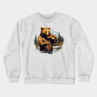 Grizzly Bear playing violin Crewneck Sweatshirt